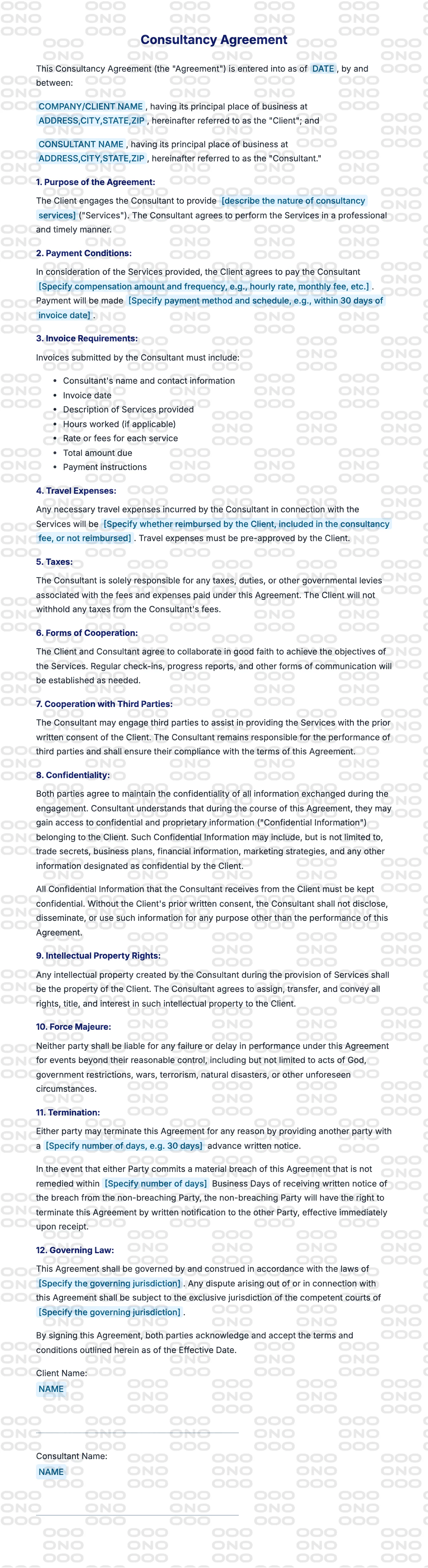 Watermarked preview of the Consultancy Agreement